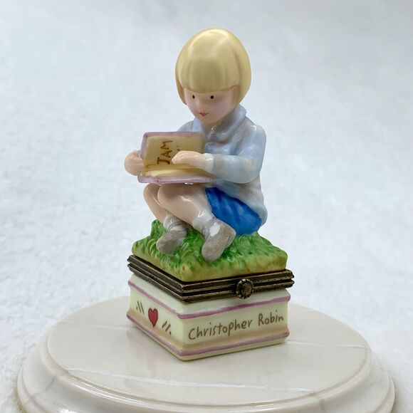 Disney Classic Pooh Christopher Robin Porcelain Hinged Trinket Box Vintage 90s - Picture 2 of 13